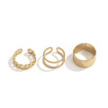 Simple and personalized open ring combination ring, temperament smooth alloy hollow chain ring